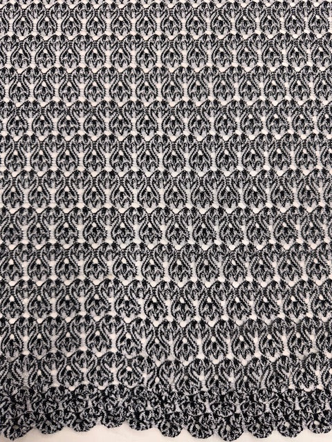 Fantasie Strick Stoff schwarz-weiß, 100 % Polyester, 140 cm breit, weich &amp; pflegeleicht.