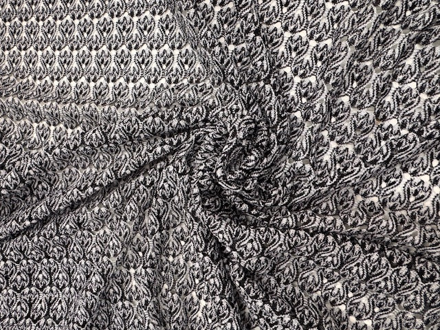 Fantasie Strick Stoff schwarz-weiß, 100 % Polyester, 140 cm breit, weich &amp; pflegeleicht.