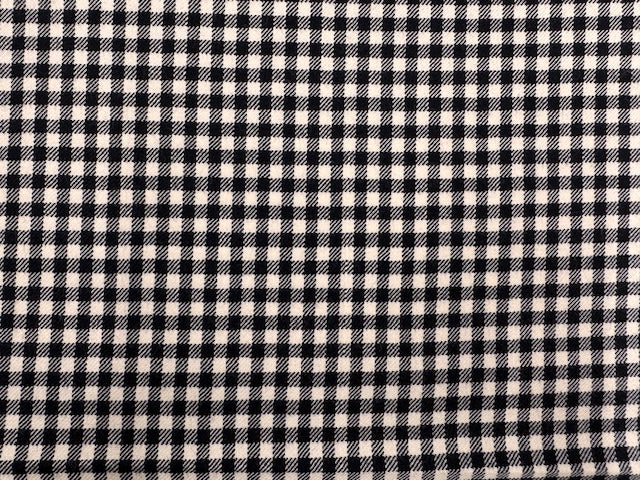 Vichykaro Wollflanell schwarz-weiß aus 100% Schurwolle, 150 cm breit, hochwertiger Karostoff für Mäntel und Jacken.