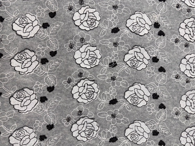 Strickstoff mit Rosenmuster – Grau-Melange, Vorderseite