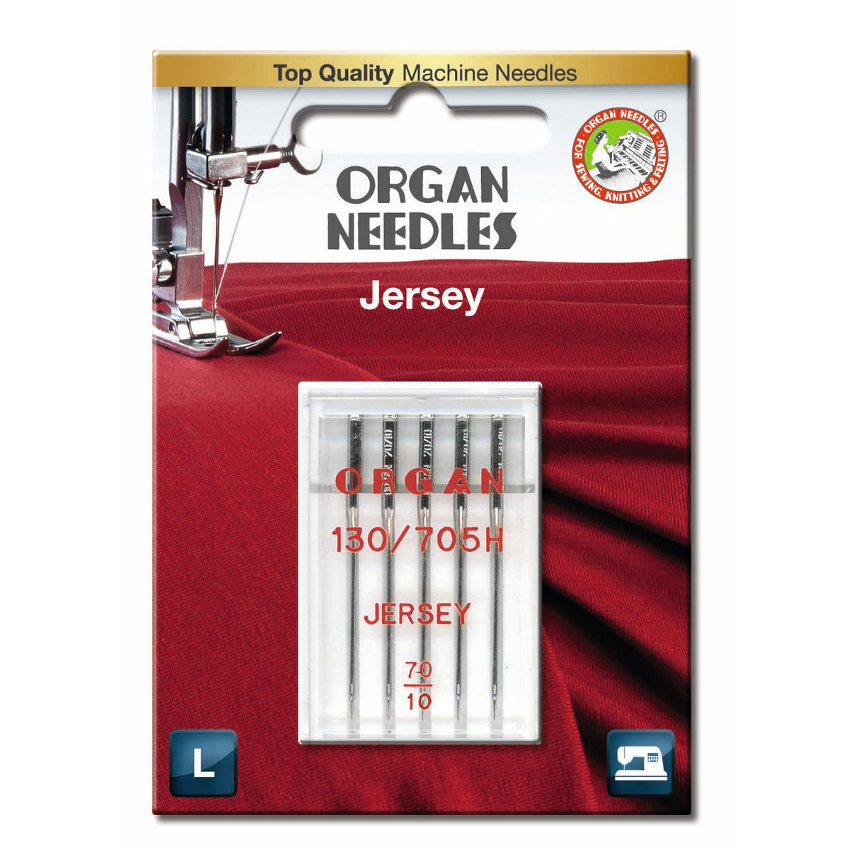 Organ Jersey Nähmaschinennadeln Stärke 70 – für elastische Stoffe wie Jersey und Stretch, Blisterverpackung