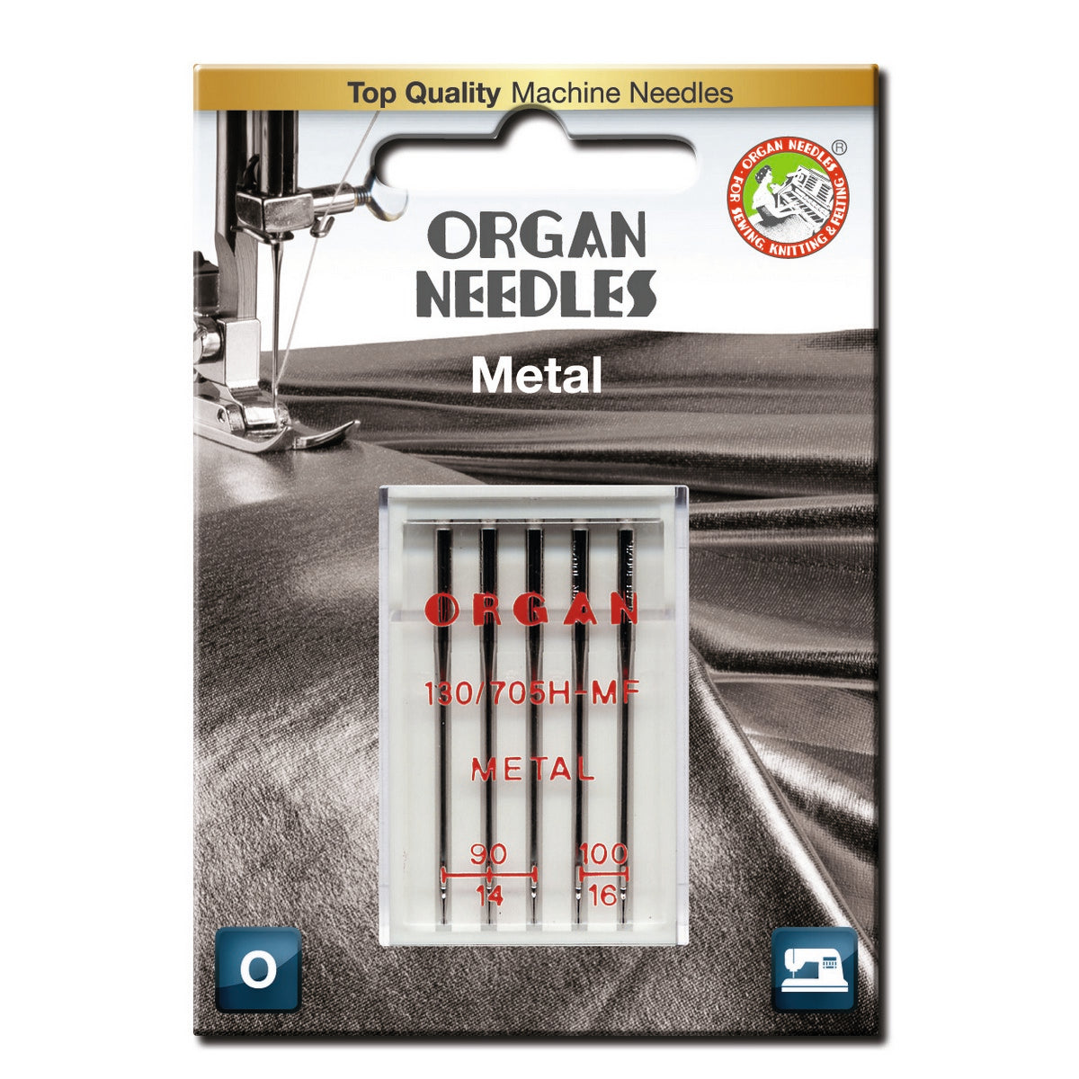 „Organ Nadeln Metal 90/100 – Nähmaschinennadeln mit großem Öhr für Metallicgarn, in Blisterverpackung, geeignet für Haushaltsnähmaschinen“