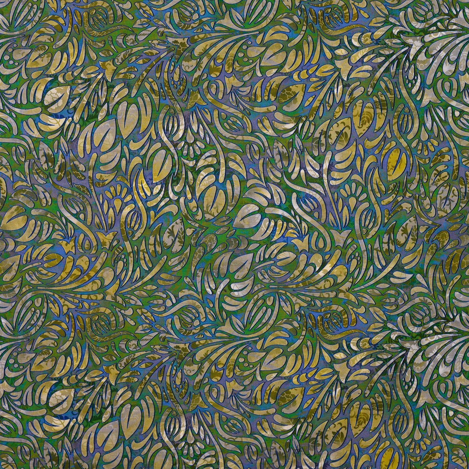 Tencel Leinen Stoff Leaves grün Blättermuster Meterware