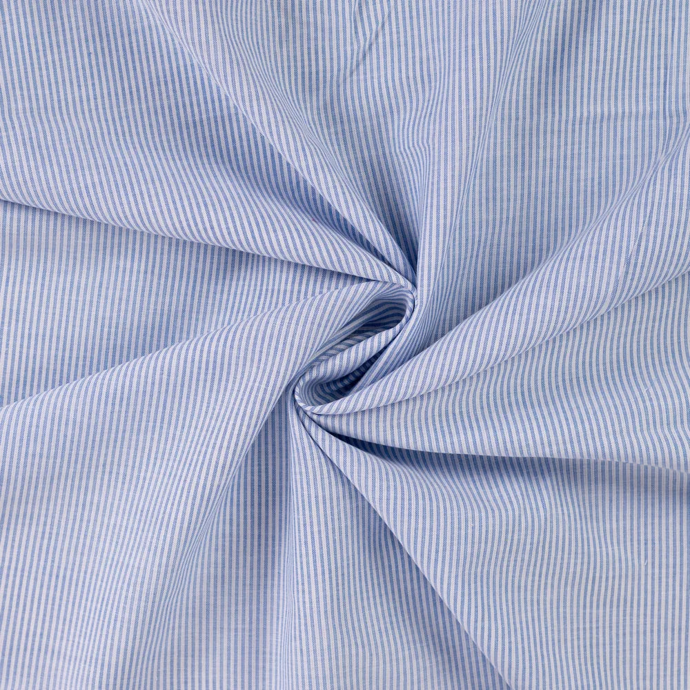 Baumwoll Voile Mini Streifen in Bleu – leichter, transparenter Sommerstoff aus 100% Baumwolle