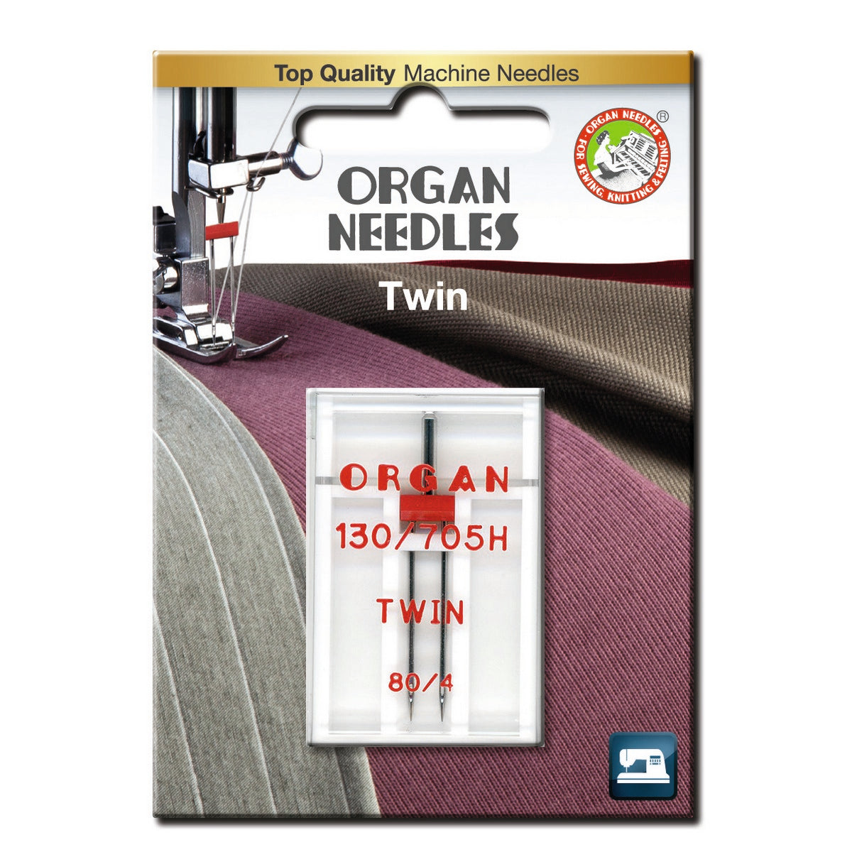 Organ Twin Nadeln Stärke 80 / 4,0 mm – Zwillingsnadeln für doppelte Nähte bei Jersey und Stretch, Blisterverpackung