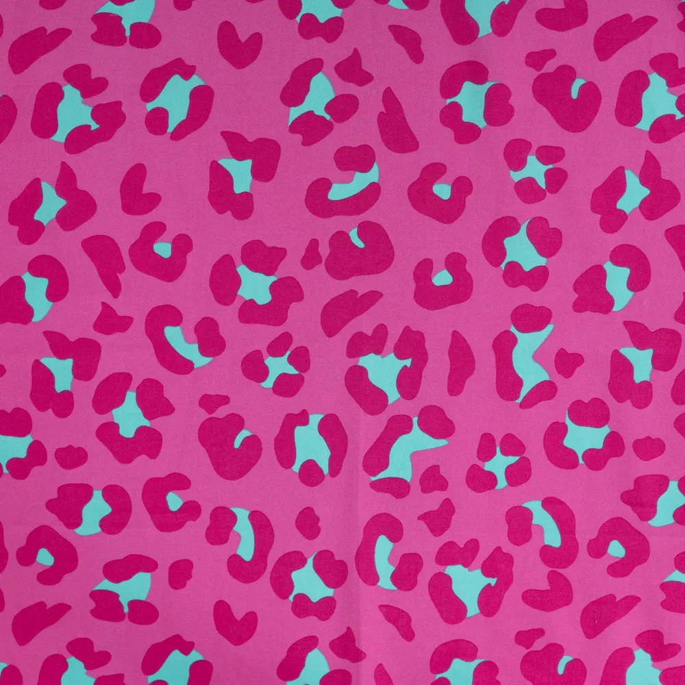 Baumwoll Voile Stoff mit Raubtier Print in Pink leicht und luftig aus 100% Baumwolle