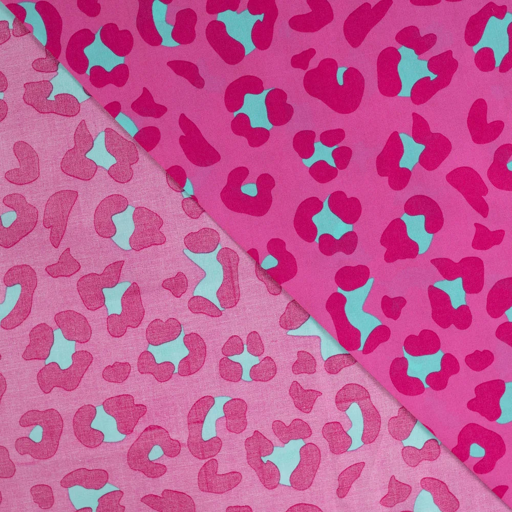Baumwoll Voile Stoff mit Raubtier Print in Pink leicht und luftig aus 100% Baumwolle