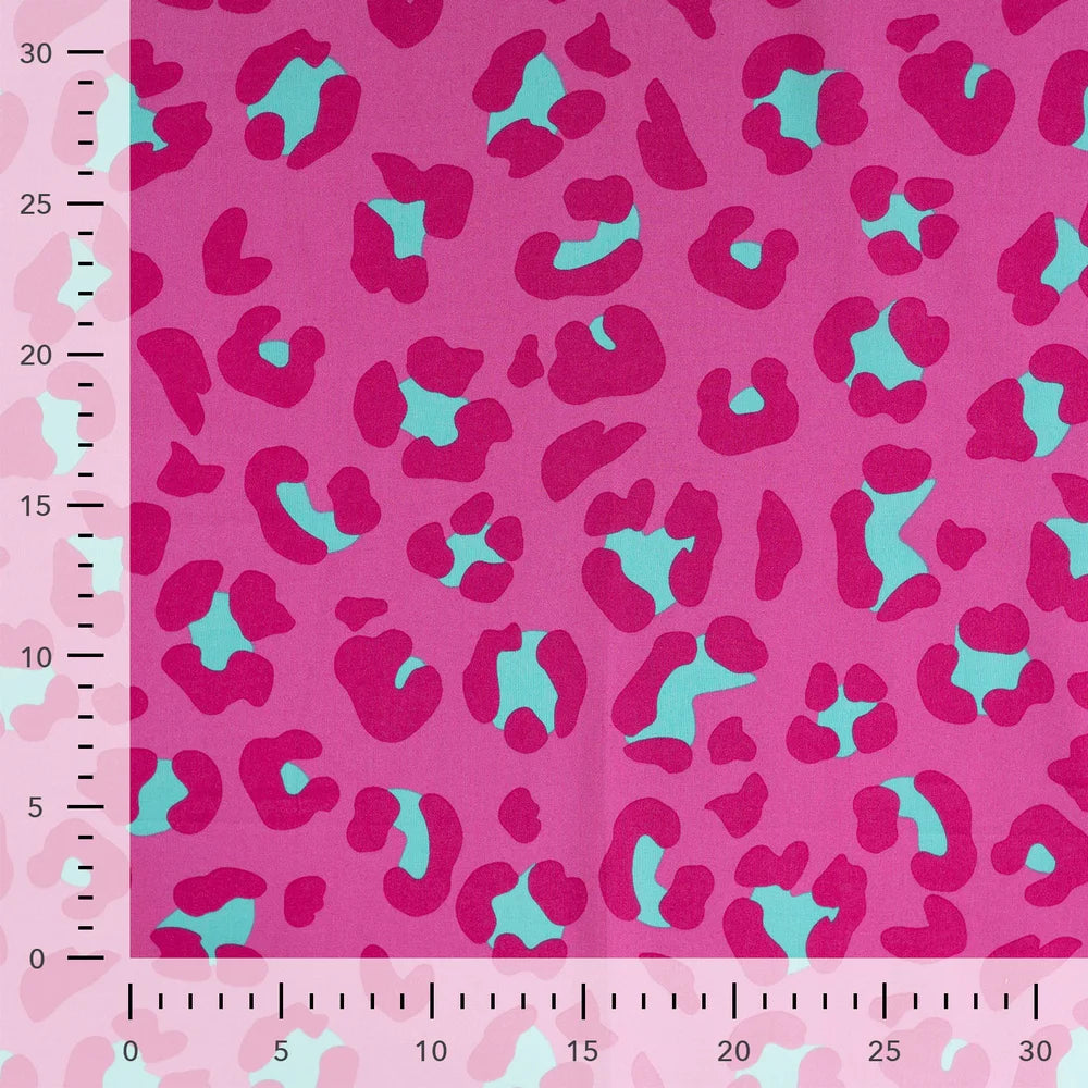 Baumwoll Voile Stoff mit Raubtier Print in Pink leicht und luftig aus 100% Baumwolle