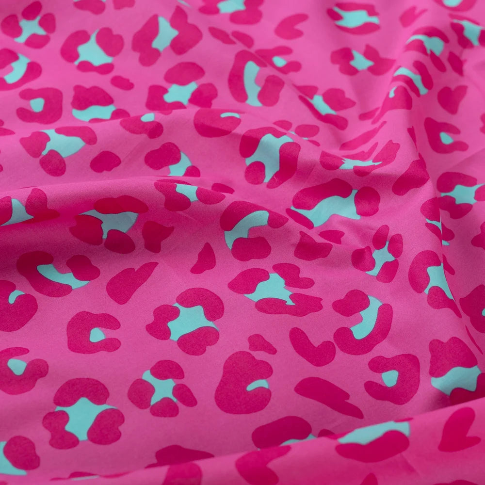 Baumwoll Voile Stoff mit Raubtier Print in Pink leicht und luftig aus 100% Baumwolle