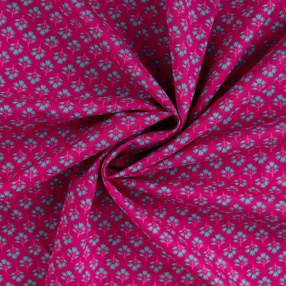 Baumwoll Voile Druck Ethno Flower  Pink100% Baumwolle – passend zu Stepper V-8375