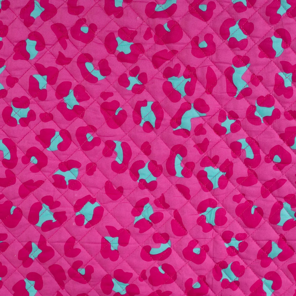 Gefütterter Stepper Raubtier Pink Türkis aus Baumwolle als Meterware