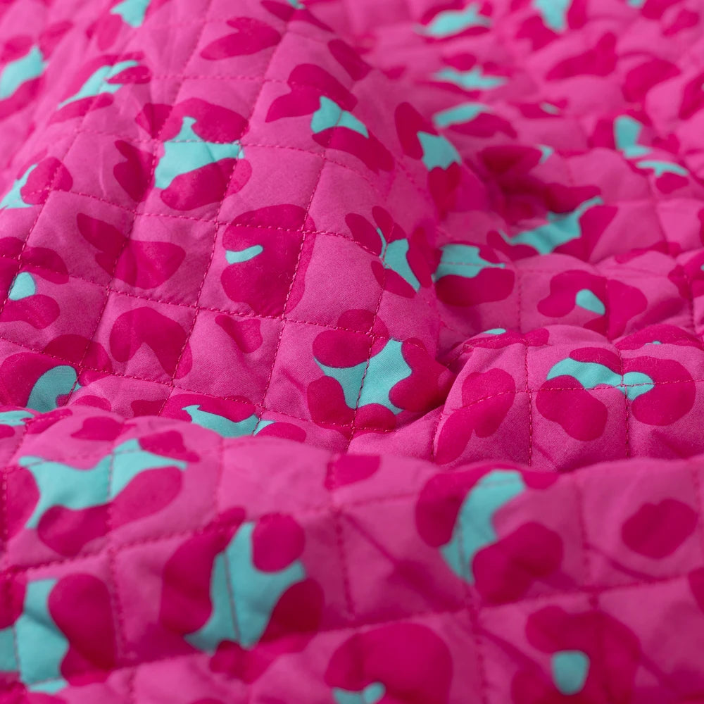 Gefütterter Stepper Raubtier Pink Türkis aus Baumwolle als Meterware