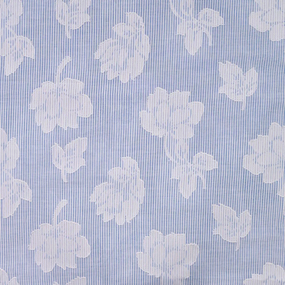 Baumwoll Scherli Mini-Streifen in Bleu – leichter strukturierter Sommerstoff aus 100% Baumwolle