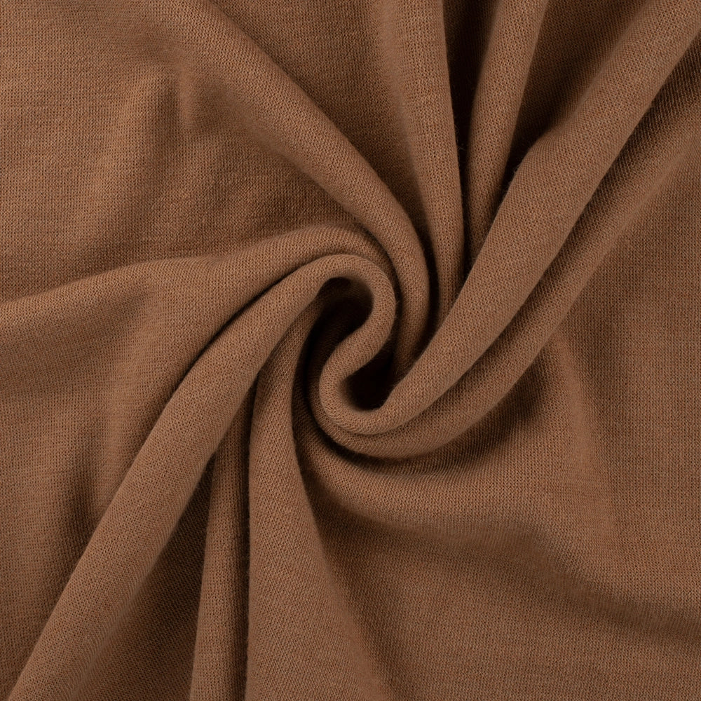 Weicher Merino Touch Jersey Stoff in Camel als Meterware