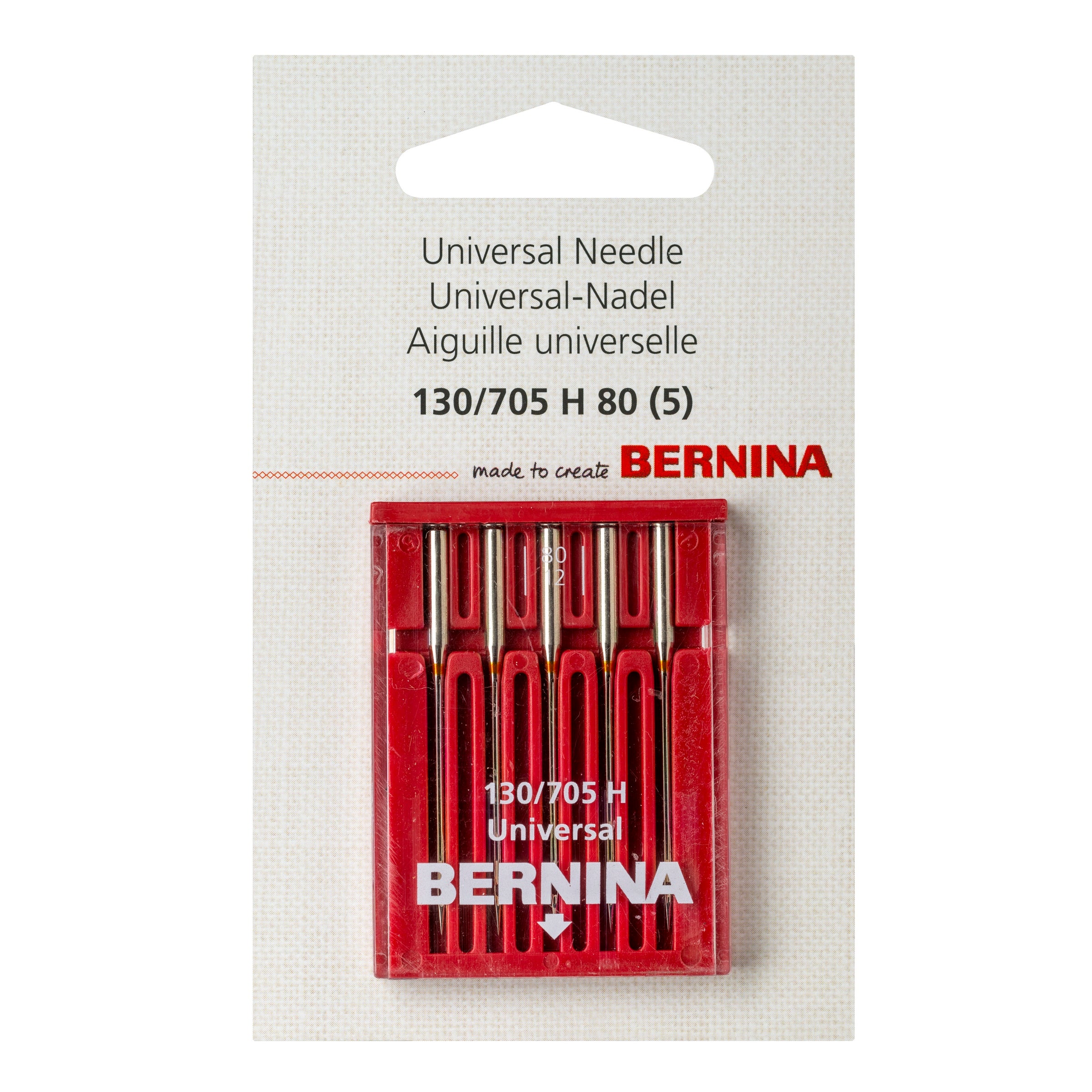 "BERNINA Nähnadeln Stärke 80 – Set mit 5 Universalnadeln für mittelschwere Stoffe"